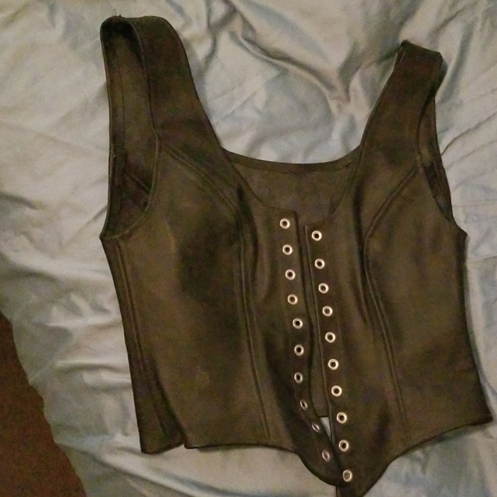 Leather lace up bustier